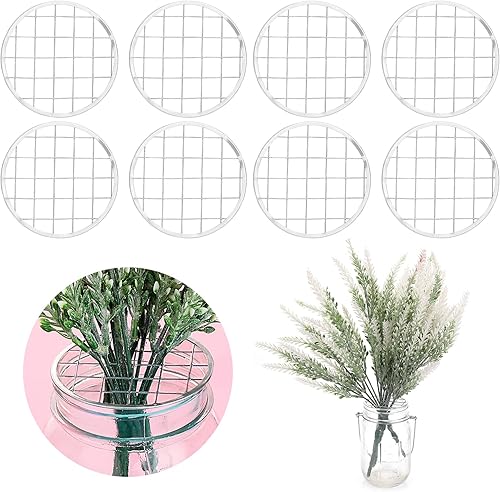 ASTER 8 piezas de tapa de inserción de flores para tarros de conservas de boca ancha, inserto de tapa de flores con rejillas cuadradas para fijar