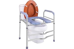 Raised Toilet Seat with Handles for Seniors, Adjustable Height Toilet Seat Riser for Elderly