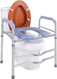 Raised Toilet Seat with Handles 400lbs, Elevated Toilet Seat Riser Bathroom Stand Alone Toilet Safety Frame for Elderly, Pregnant and Handicap, Adjustable Height, Fit Any Toilet