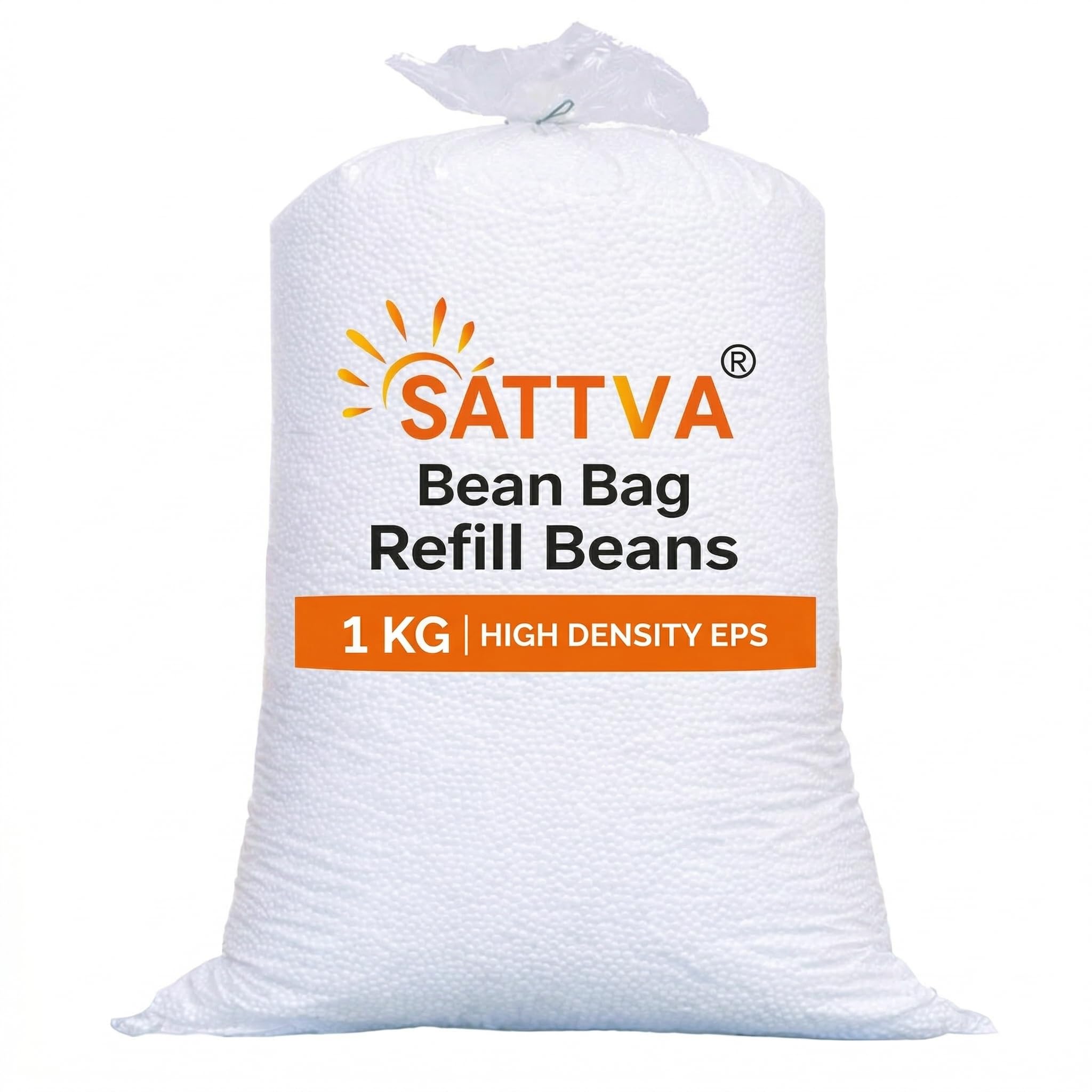 SATTVA Bean Bag Refill Pack 1 KG | Premium High Density Beans Fillers for Bean Bags | Durable Polystyrene Beads for Beanbag Chair, Sofa, Pouffe & Crafts