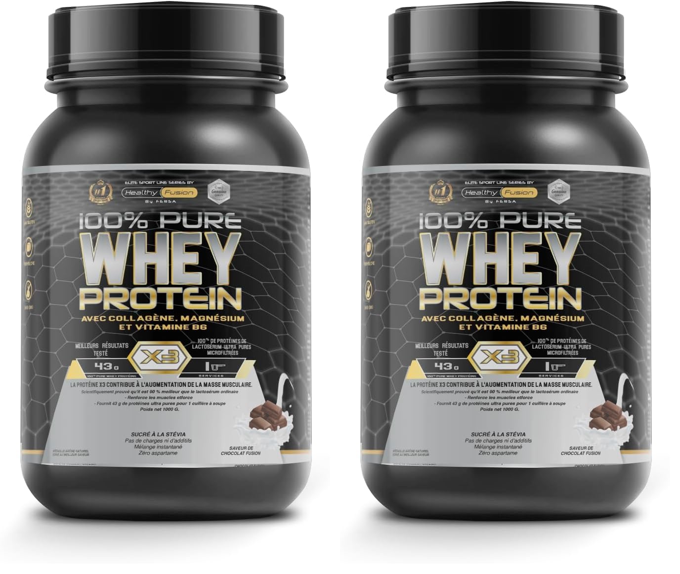 Healthy Fusion Whey Protein | 43 g/dose Protéine Whey Pure avec Collagène, Magnésium et Vitamine B6 | Augmente la masse musculaire, améliore l’entraînement et renforce les articulations | 1000 g