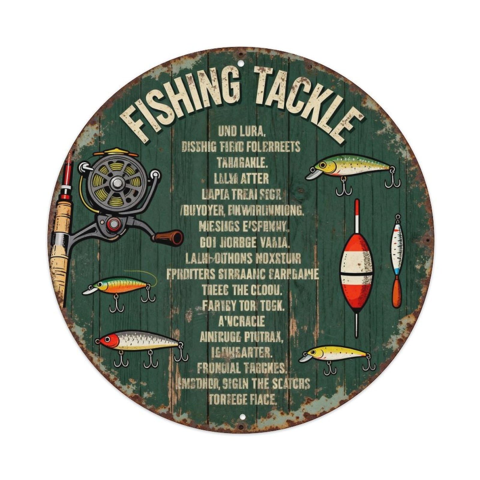 FISHING TACKLE Metal Tin Sign Plaque