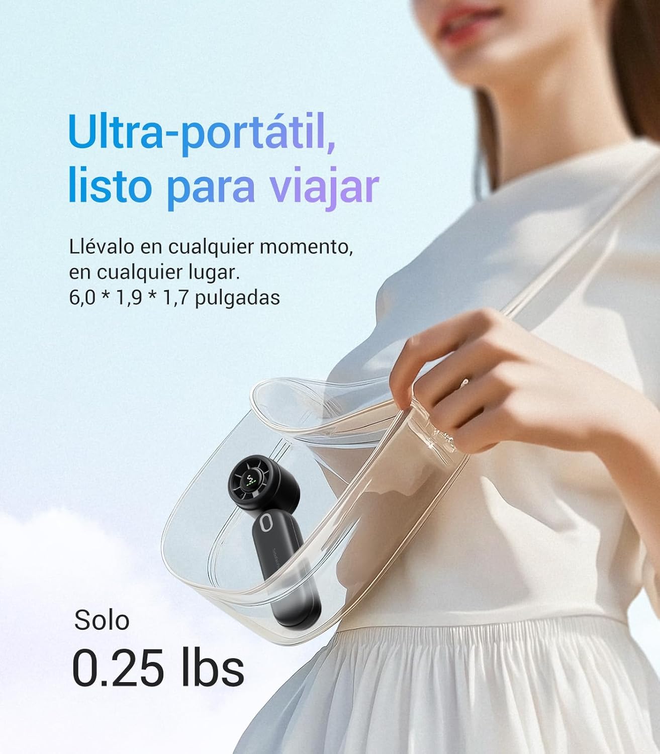 Diveblues iTurbo Ventilador portátil de Mano, alta velocidad de 9 m/s, 5 velocidades, pantalla LED, 3 en 1, de mano, cuello y mesa, miniventilador para viajes, playa, trabajo y exteriores 7