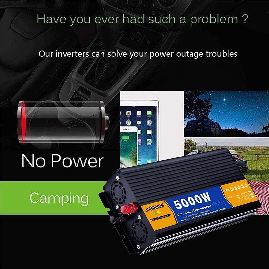 Przetwornica Czystej Fali Sinusoidalnej, Przetwornica Napięcia 3000W 4000W 5000W 6000W 8000W Przetwornica 12V/24V/48V/60V/72V 220V 230V Przetwornica Przetwornica,3000W-24V