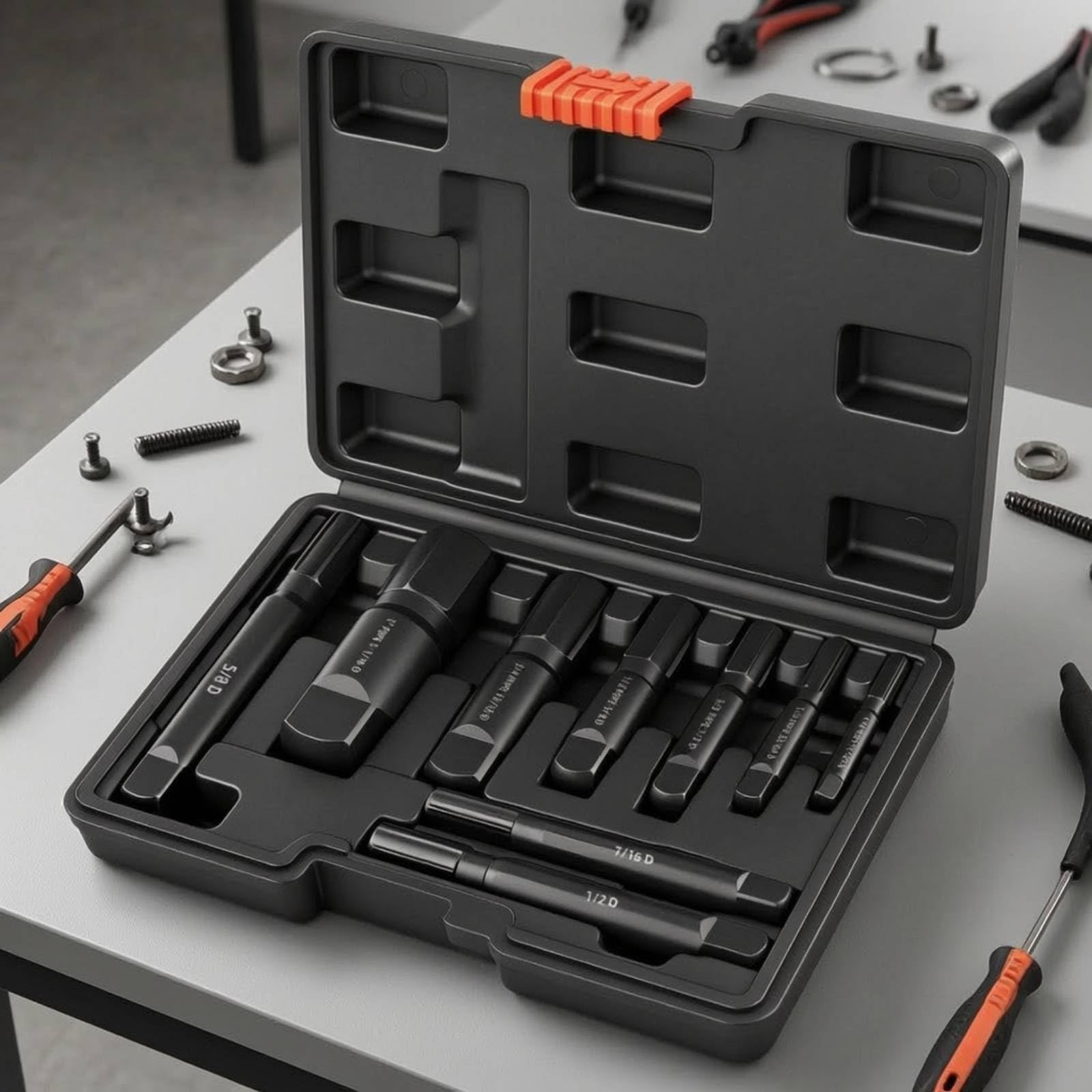 Extractor Tornillos Dañados Portátil Juego Extractores con Estuche Organizado Juego Extractores con Estuche para Fontanería