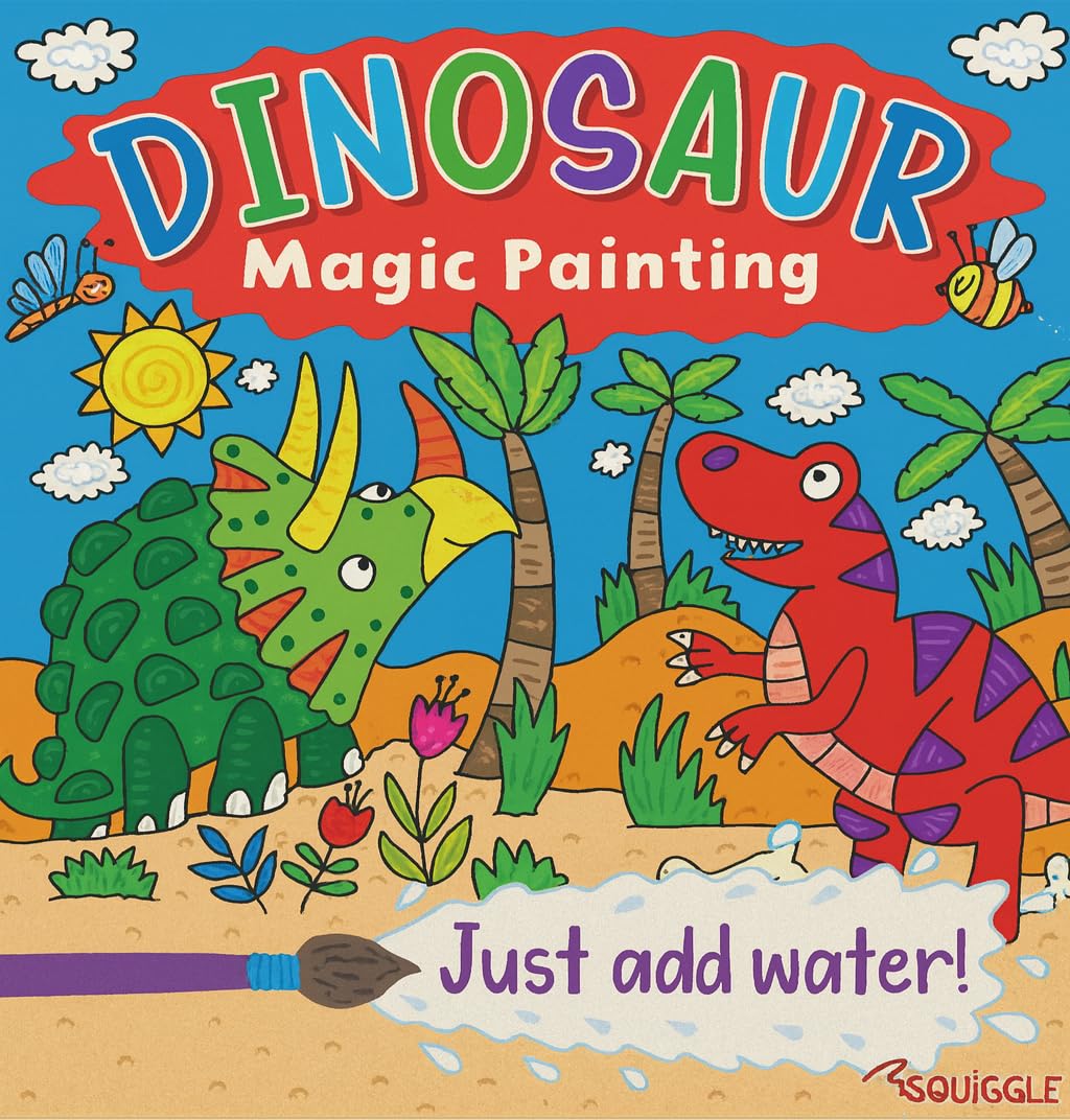 Sixstore Magic Painting Book | Children's No Mess Colouring - Just Add Water, Dinosaur