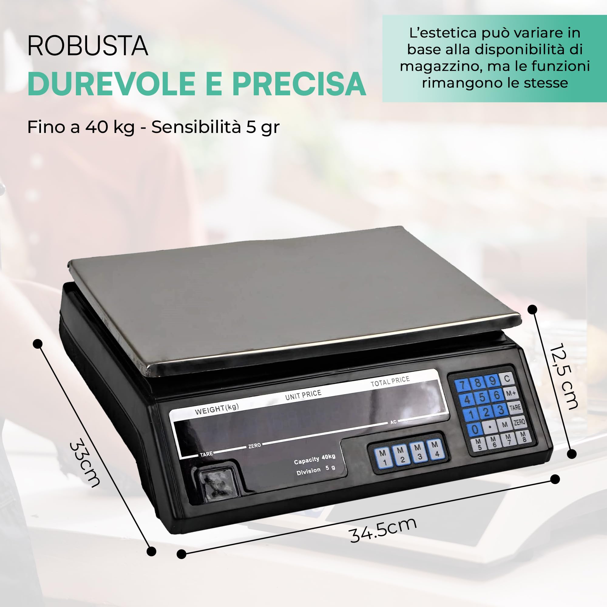 TEMPO DI SALDI Bilancia Elettronica Digitale Professionale Da 5 Gr A 40 Kg In Acciaio Inox