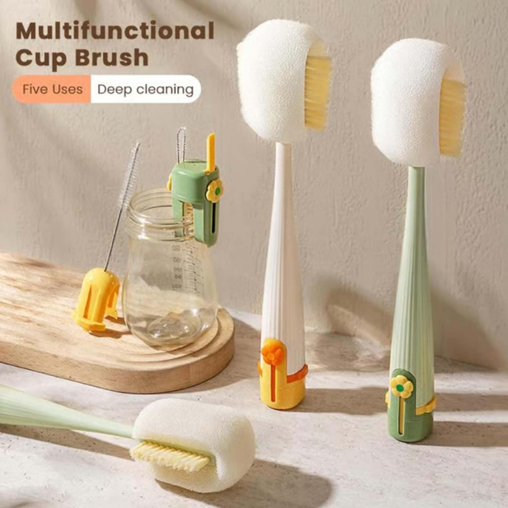 Juego de cepillos de limpieza de botellas 5 en 1, limpiador multifuncional reutilizable para botellas de agua, juego de limpiador portátil de viaje para botellas de agua, tazas, tapas y pajitas (2