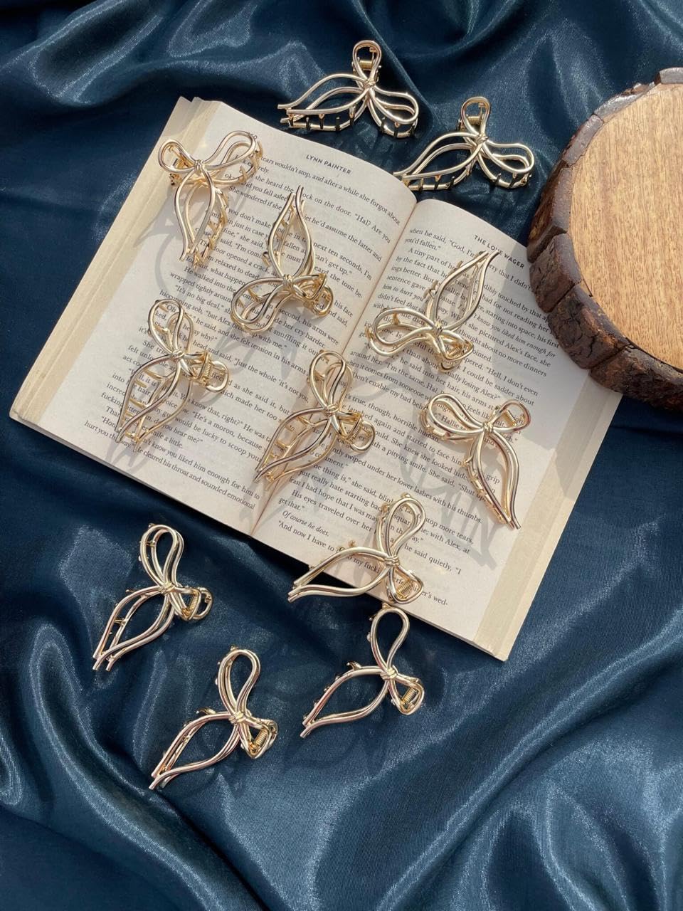Statement Metal Bow Hair Claws for Women Hair clutchers clawclips for Girls Golden Metal flower hair Clips, Hair Accessories for Women Girls Gift for Girls (Pack of 2)-image-42