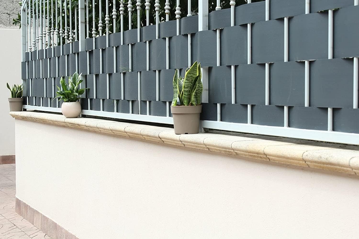 Pinto FERRAMENTA Striscie Pannelli PVC Frangisole Schermatura Privacy Copri Balcone Ringhiera Cancelli Terrazzi Giardino Pannelli Recinzioni Esterno Kit 5PZ H95cm x 2.50mt (Marrone)