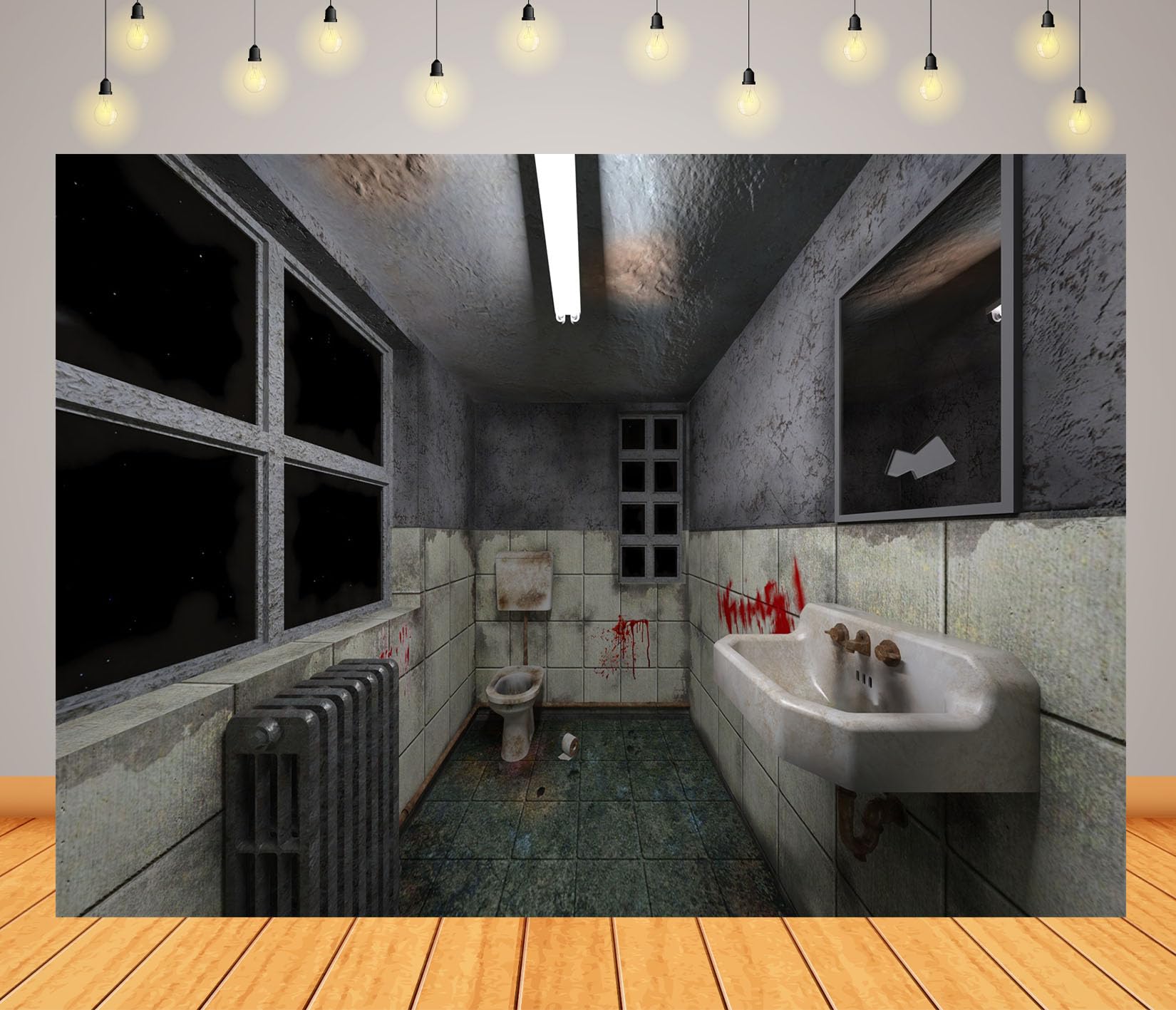 12x10FT (3.6x3m) Bagno Horror Con Vetri Rotti Sfondo Fotografico