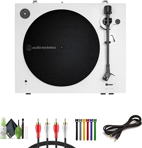 Audio Technica Consumer AT-LP3XBT-WH - Tocadiscos Bluetooth de dos velocidades por correa totalmente automático (inalámbrico y analógico) (blanco)