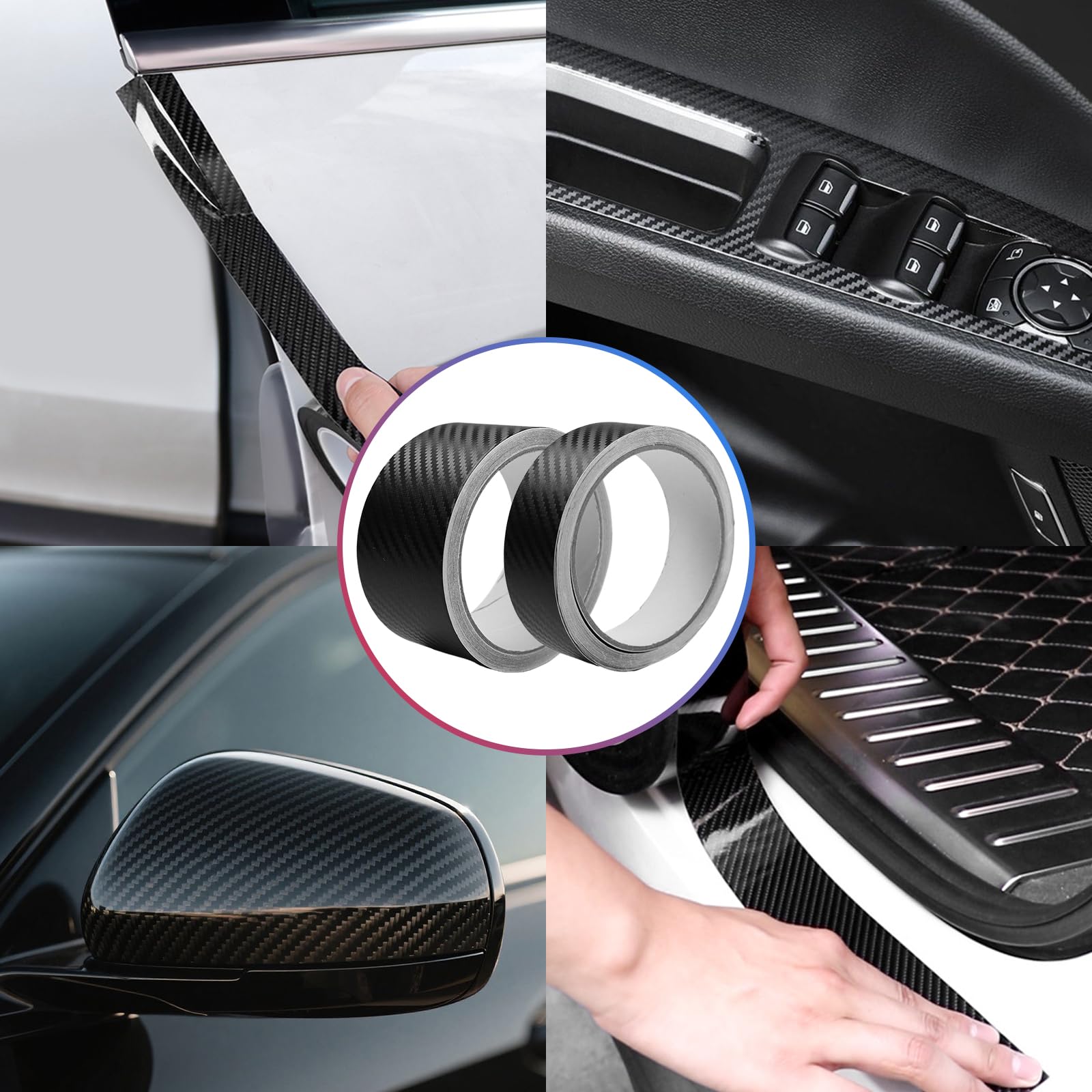 1pcs 3/5/7/10cm DIY 3D Black Carbon Fiber Vinyl Car Wrap Sheet Roll Film Sticker Decal Instaplijsten Anti-Kras Protector Tape Film (Color : Width 5cm, Size : Length 3m