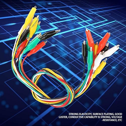 Miniatura 2 de Heayzoki Clips de cocodrilo, 10 cables de alambre de cocodrilo de doble extremo, 19.7 in20 pulgadas, cables de prueba con clips aisladores para