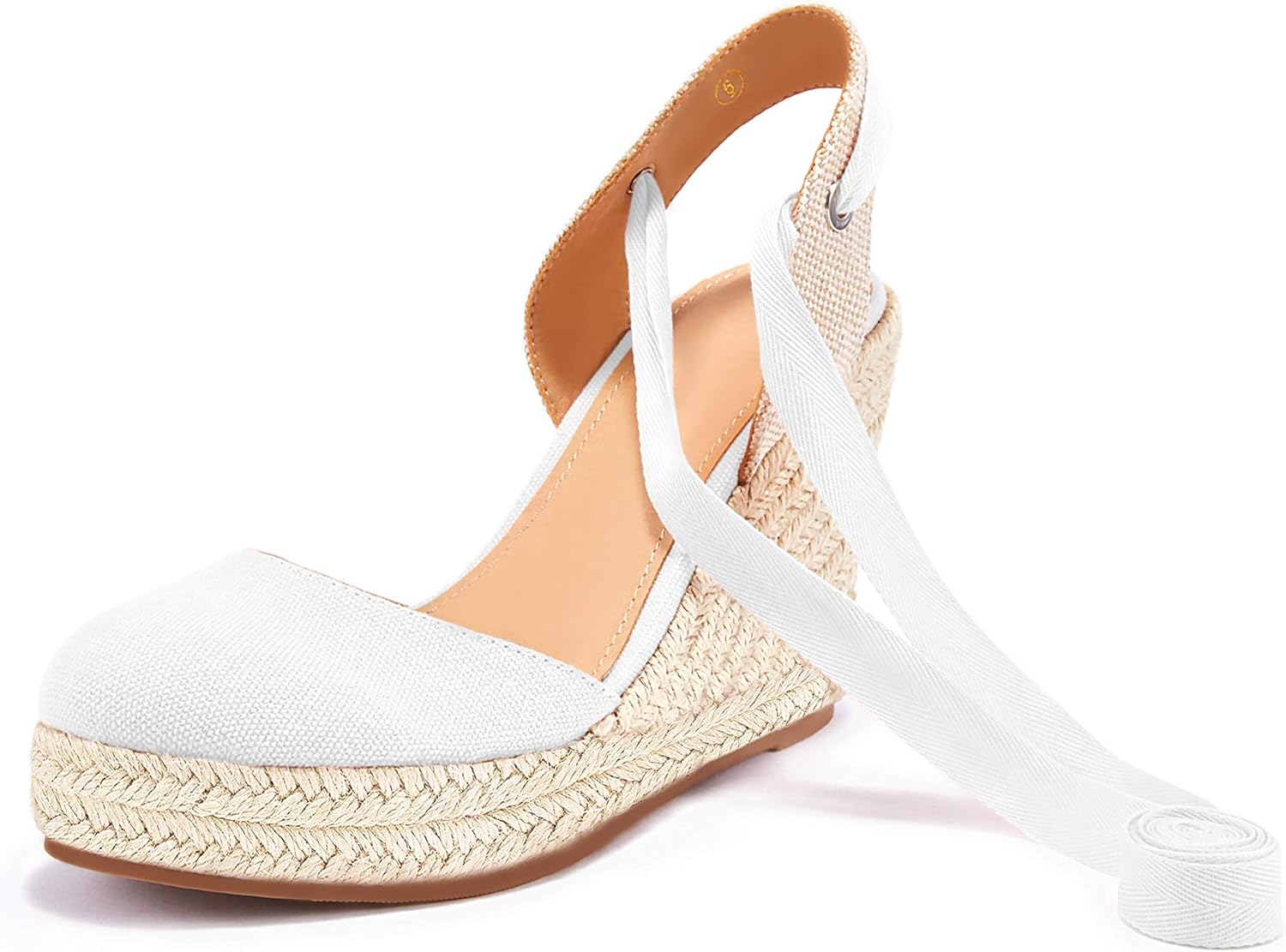 FISACE Womens Summer Espadrille Heel Platform Wedge Sandals Ankle Buckle Strap Closed Toe Shoes - Image 6