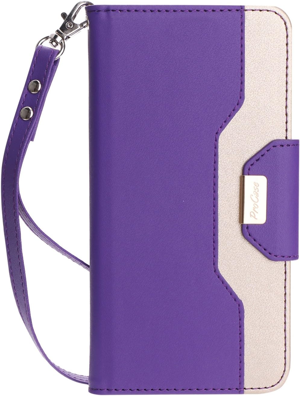 ProCase Google Pixel 2 Wallet Case, Flip Kickstand Case with Card Slots Mirror Wristlet, Folding Stand Protective Cover for Google Pixel 2 (2017 Release) -Purple