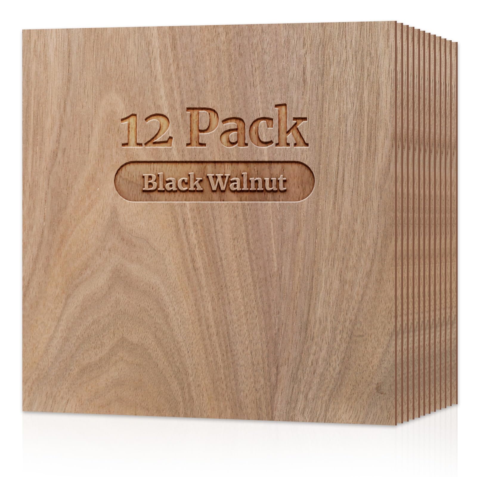 Contrachapado 3mm, Madera para Corte Laser 30x30 cm 12 Piezas, Tablero Contrachapada para Artesanales Grabado, Materiales en Blanco para Arte (Nogal Negro)