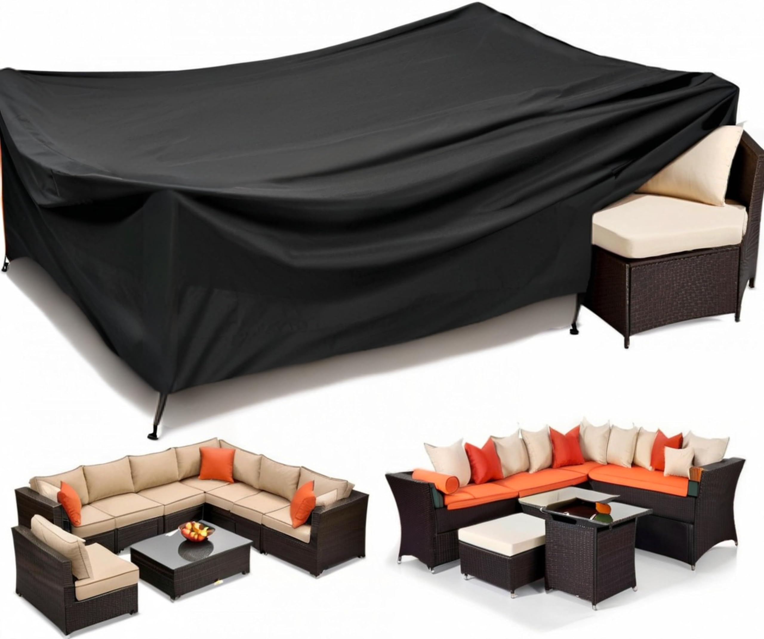 Pokrowiec na meble ogrodowe, 200 x 100 x 80 cm, na zewnątrz, weranda, patio, 420D, wytrzymała tkanina Oxford, rattanowy pokrowiec na meble, wodoodporny, odporny na promieniowanie UV