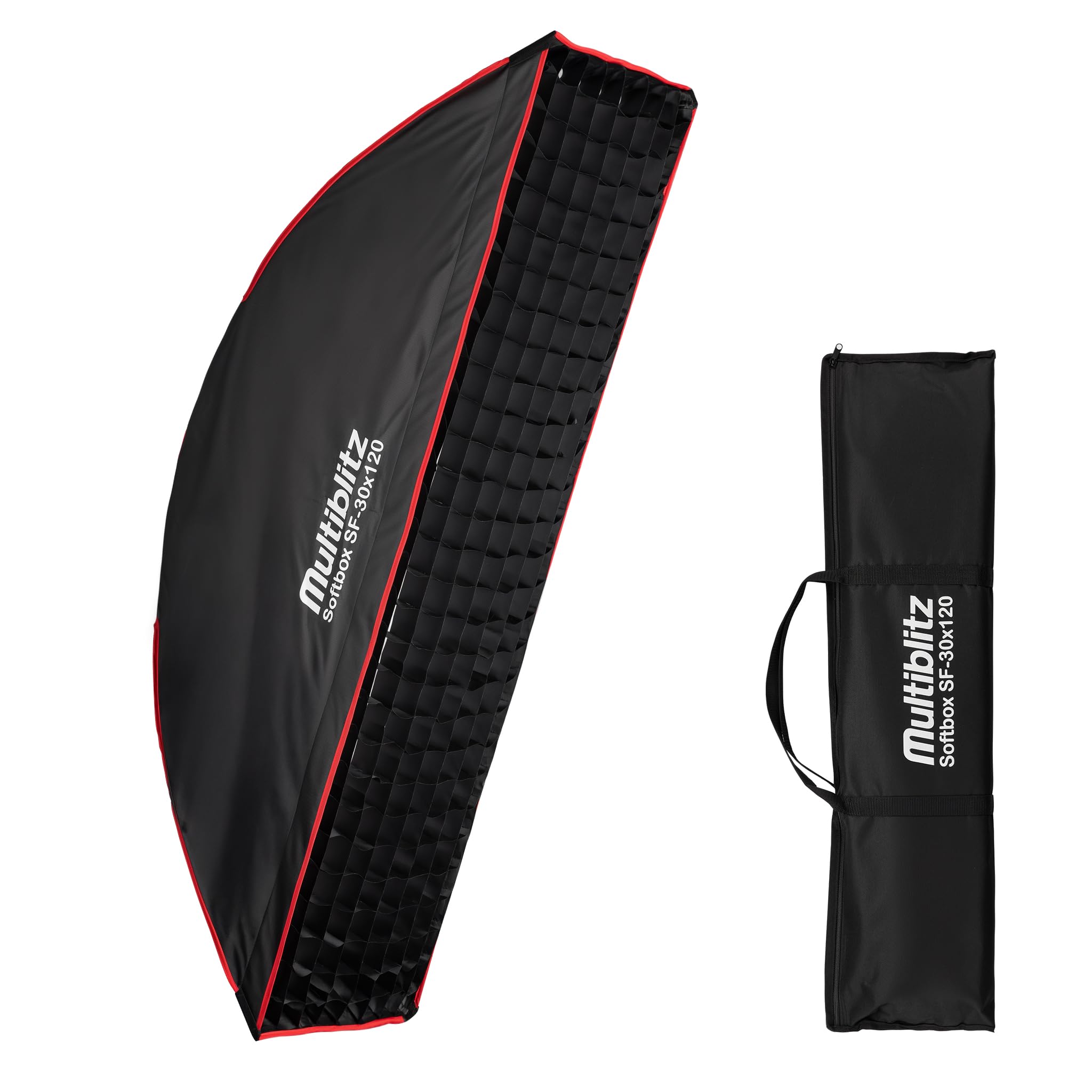 Multiblitz Softbox SF-30x120 Bowens z siatką i dyfuzorami, modyfikator światła do lamp studyjnych i stałego oświetlenia LED, dyfuzor światła do fotografii portretowej i oświetlenia wideo