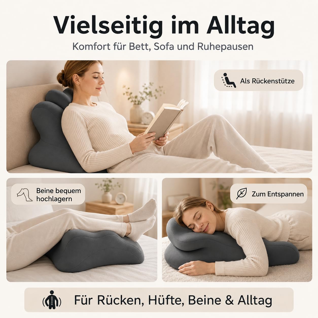 Noleva 27 Grad Kissen, Memory Foam Keilkissen mit Waschbarem Bezug (Gelb)