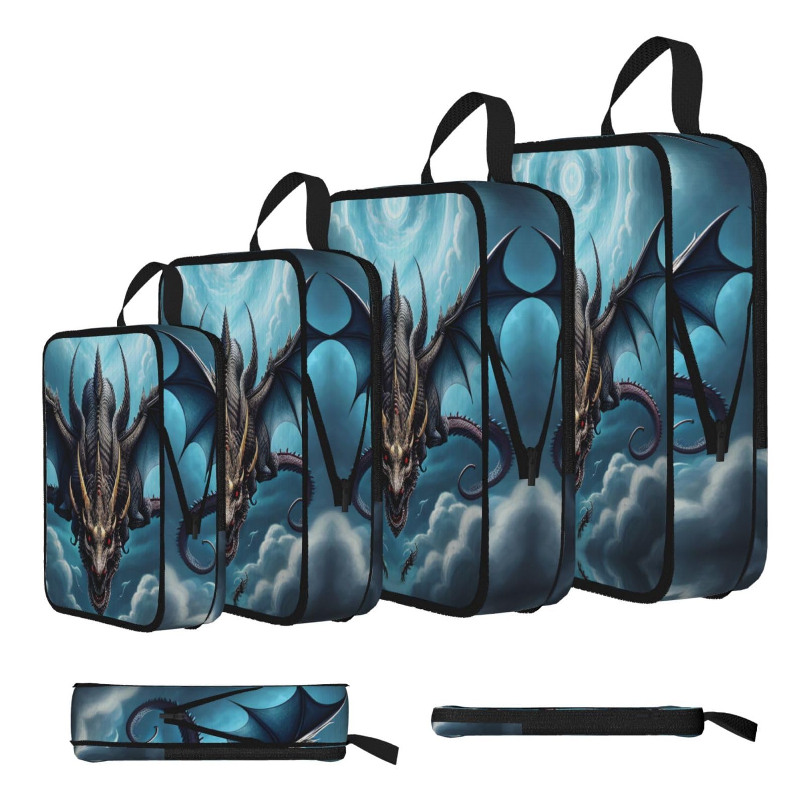 Sxzvvbn Black Flying Dragon Compression Packing Cubes 4 Piece Set