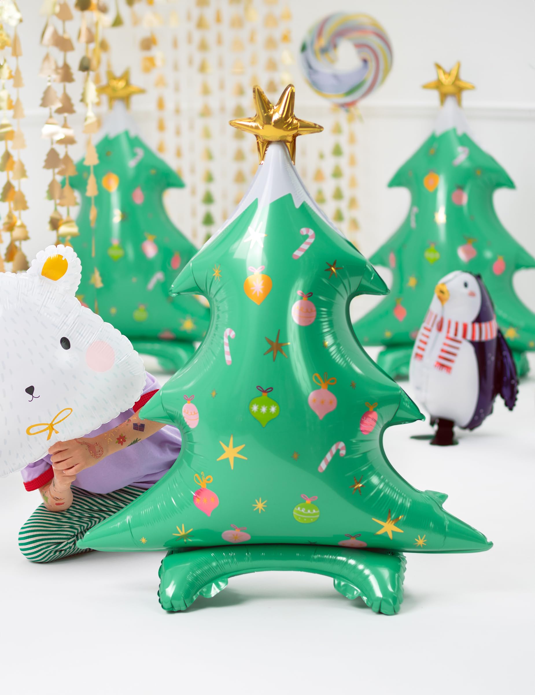 Party Deco Foil Balloon Christmas Tree on Hel Balloon Christmas Hanging Decoration Christmas Bomb, Multicolor, Large - Image 3