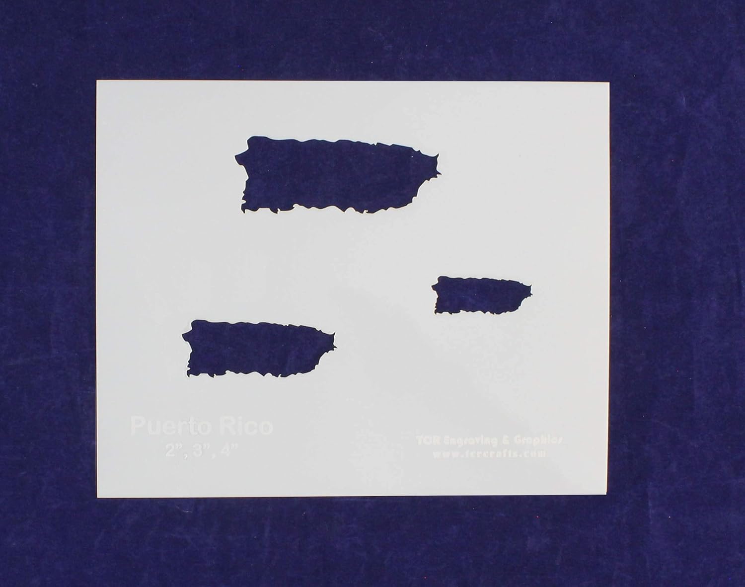 Puerto Rico Stencils - 2 Inch, 3 Inch, 4 Inch Images - 8 Inch x 10 Inch Sheet