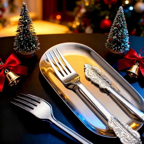 Vista 138 de WDF 160 cubiertos de plástico verde, cubiertos de Navidad resistentes que incluyen 80 tenedores, 40 cucharas, 40 cuchillos, utensilios de plástico