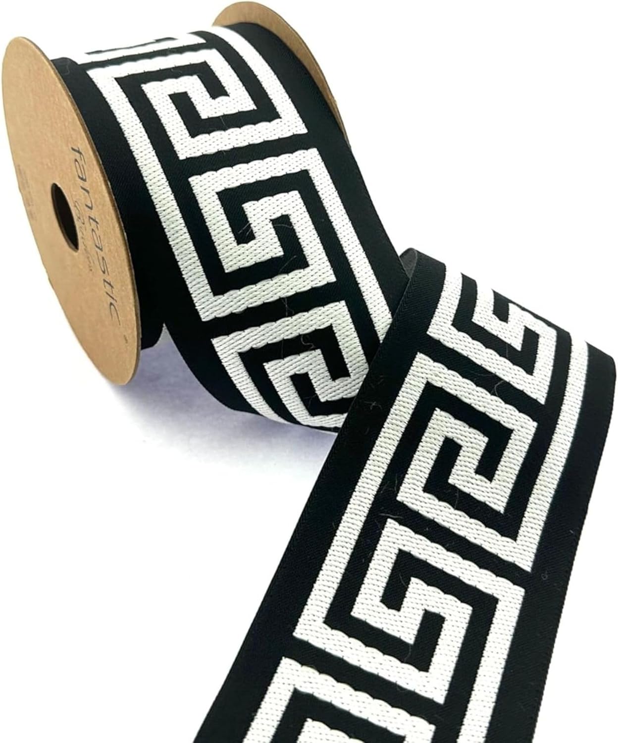 Greek Key Jacquard Ribbon Trim for Curtains, Drapery, Cushions, Upholstery - 3.8 Yards Decorative Fabric Border for Home Decor, DIY Sewing, Interior Projects, Antique Look