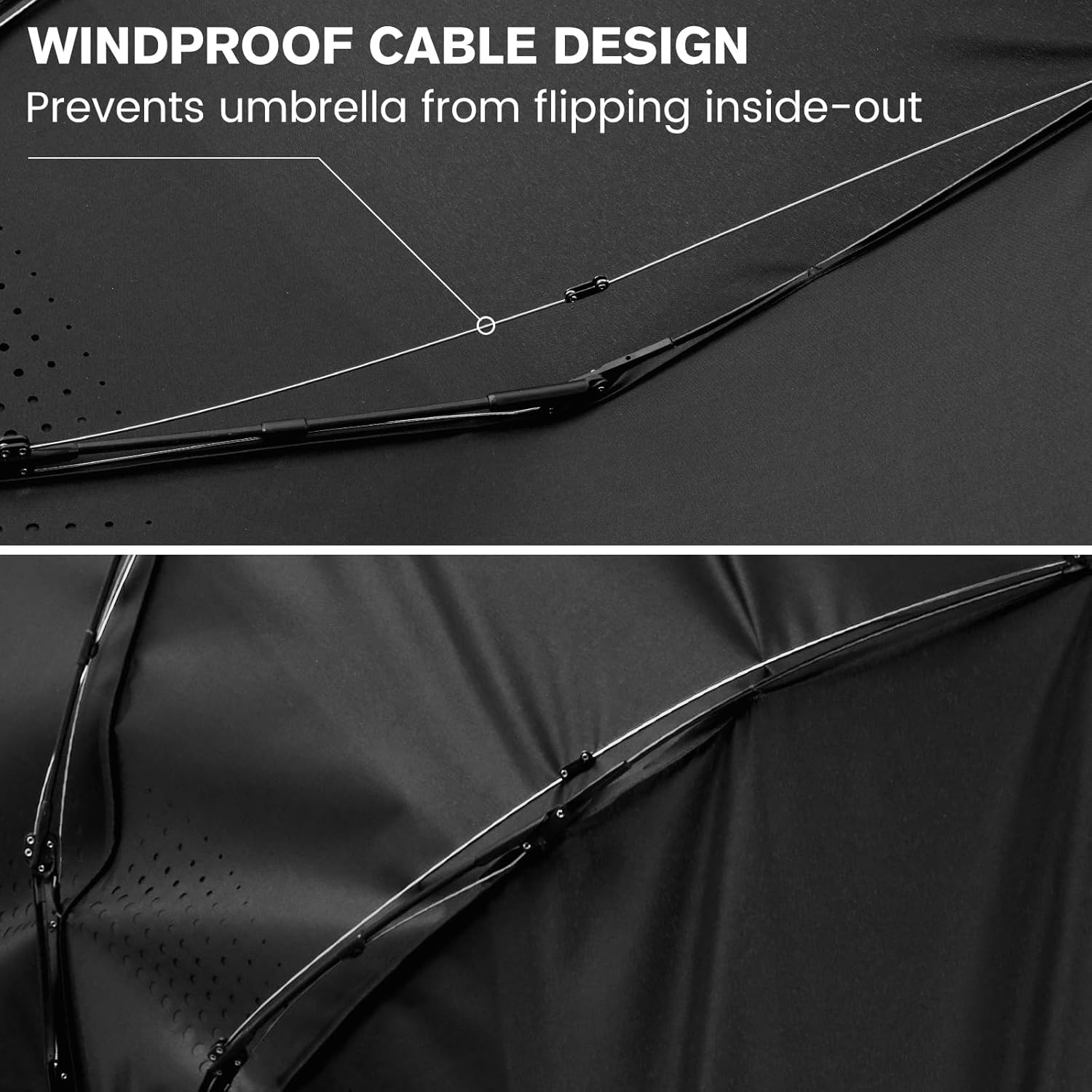 G4Free Windproof Travel Umbrellas for Rain 46inch Double Canopy Automatic Compact Umbrella with Strong Fiberglass Frame and Windproof Cable