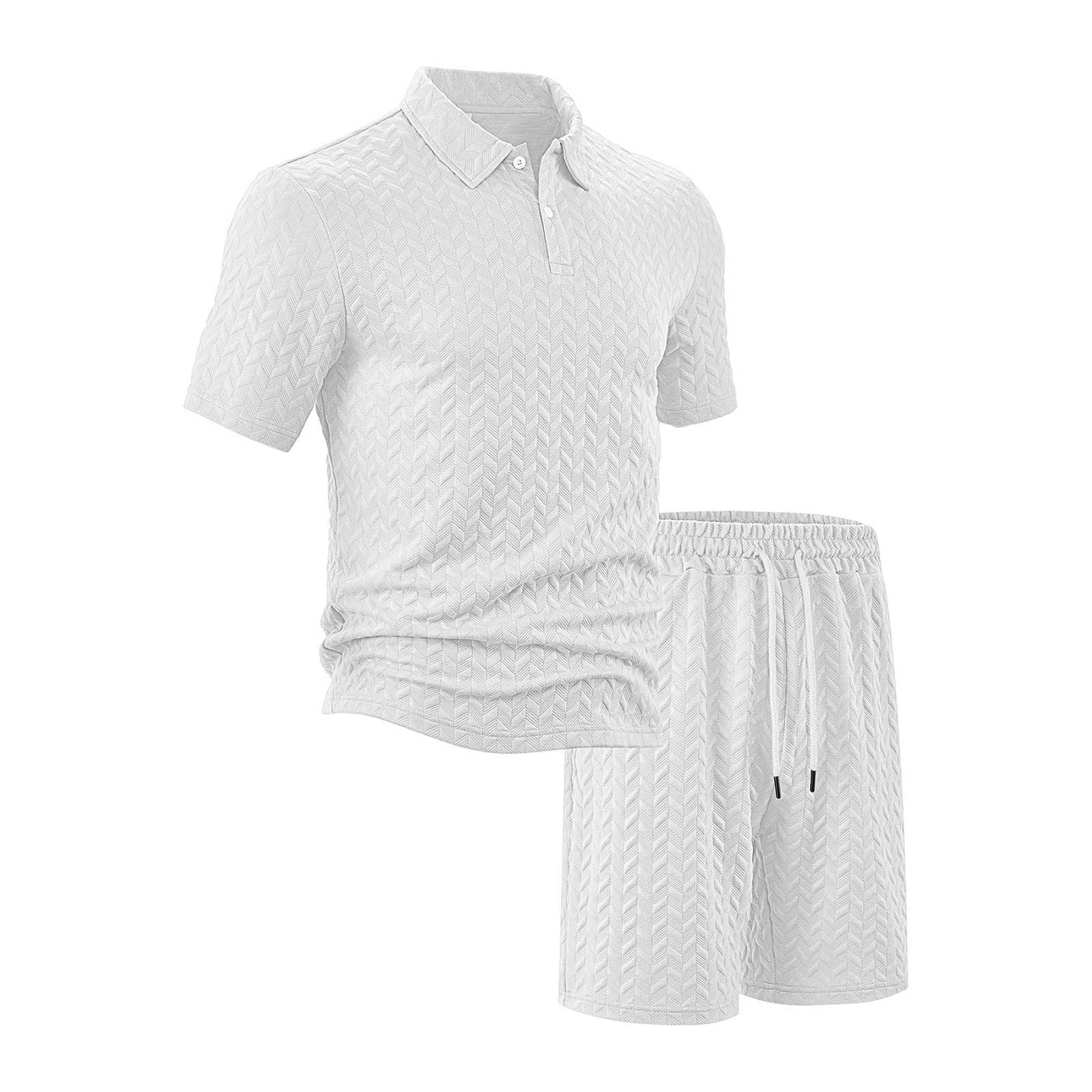 Generisch Men'S Summer Breathable Knitted Lapel T Shirt Shorts Suit Men'S Short Sleeved Suit - Tuta da calcio