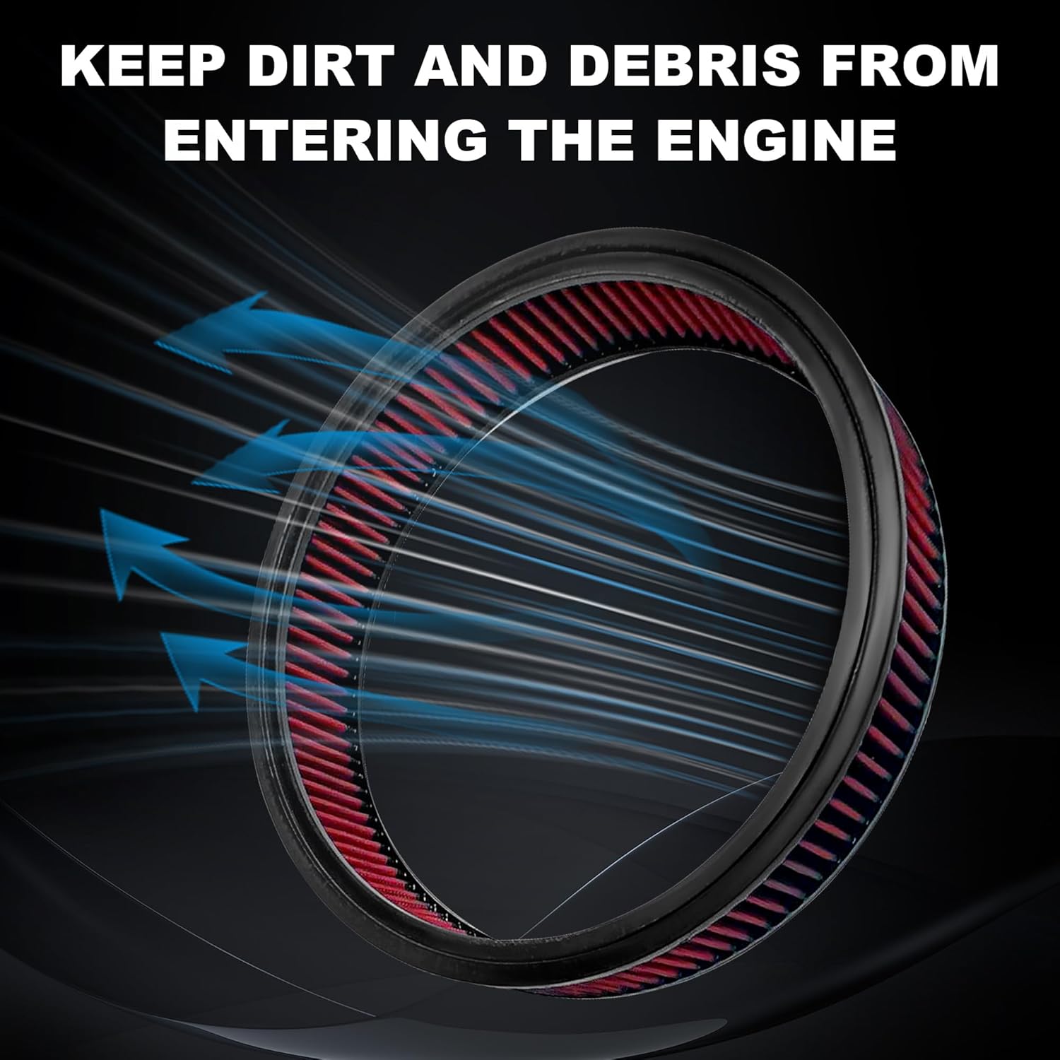 PartsFlow 14"x3" Round Red Chrome Engine Air Filter Assembly w/Flow-Thru Lid Caburetor High Flow Compatible For Ford Chevrolet GMC