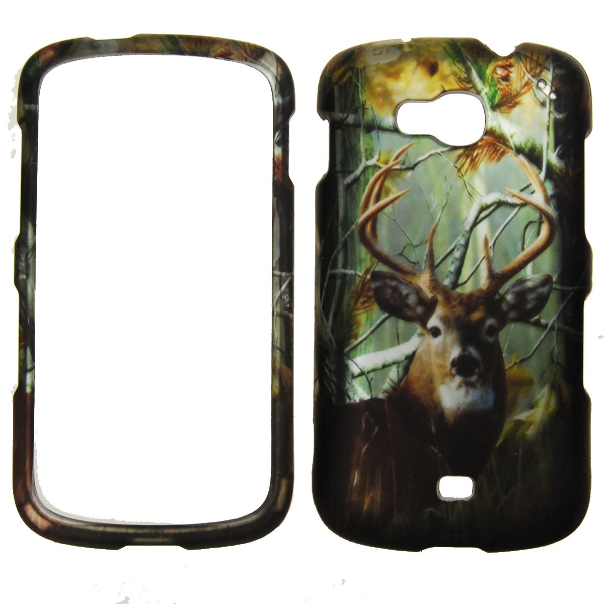 IMAGITOUCH(TM) 3-Item Combo For Samsung Galaxy Axiom R830 Admire 2 (Cricket US Cellular) Rubberized 2D Design Buck Deer Pine Tree Hunter Camo Snap On Hard Case Cover Phone Protector Faceplate Skin Shell Outdoor Wildlife Hunting Camouflage