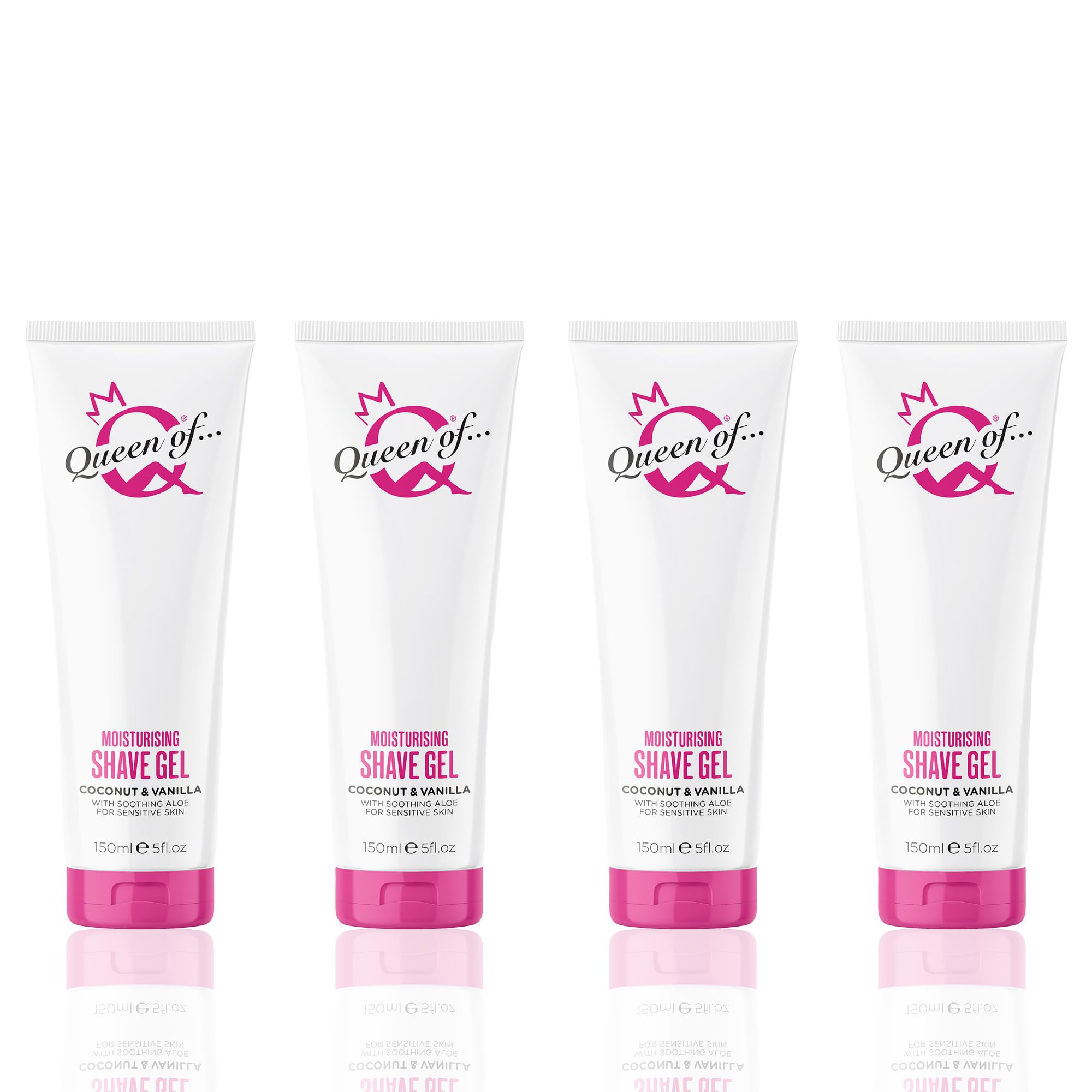 Queen of Ooh la la! Coconut and Vanilla Womens Shaving Gel, Sensitive Moisturising Shaving Cream For Women, 4x150ml