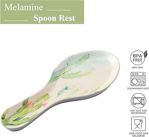 Miniatura 2 de UP ware - Soporte para cuchara de melamina de 9.625 pulgadas, soporte para utensilios de cocina, mesa de comedor (jardín de cactus)