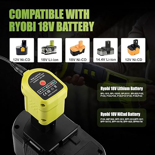 Miniatura 13 de Powilling Paquete de 2 baterías de repuesto de 8.0Ah para batería Ryobi de 18 V, baterías de iones de litio de 18 voltios para herramientas