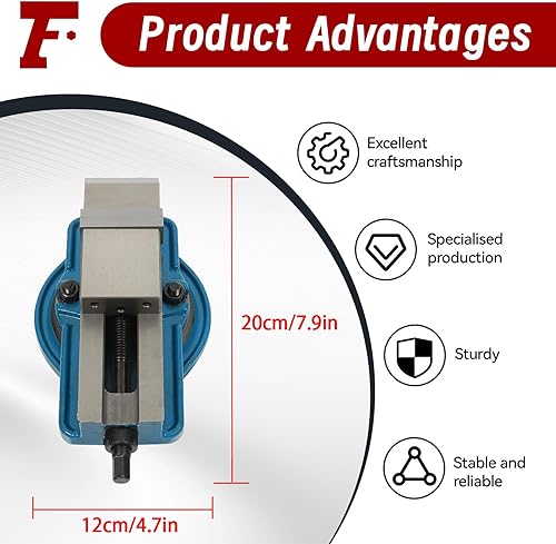 Miniatura 5 de findmall Tornillo de molino de precisión de 2 pulgadas con tornillo de banco de fresado resistente con base de rotación de 360 grados