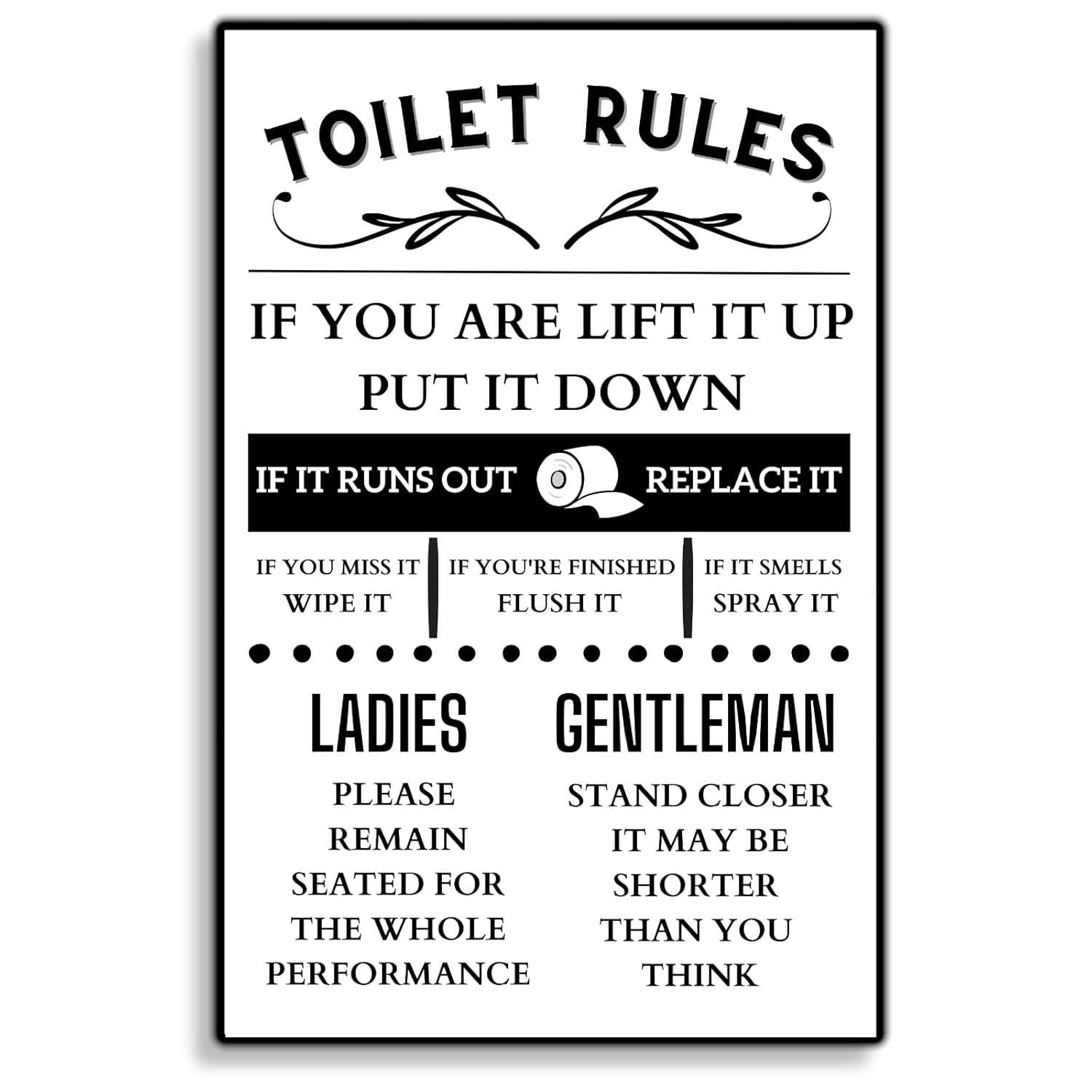 Toilet Rules Tin Poster Signs Wall Art, Funny Bathroom Wall Decor Poster Print