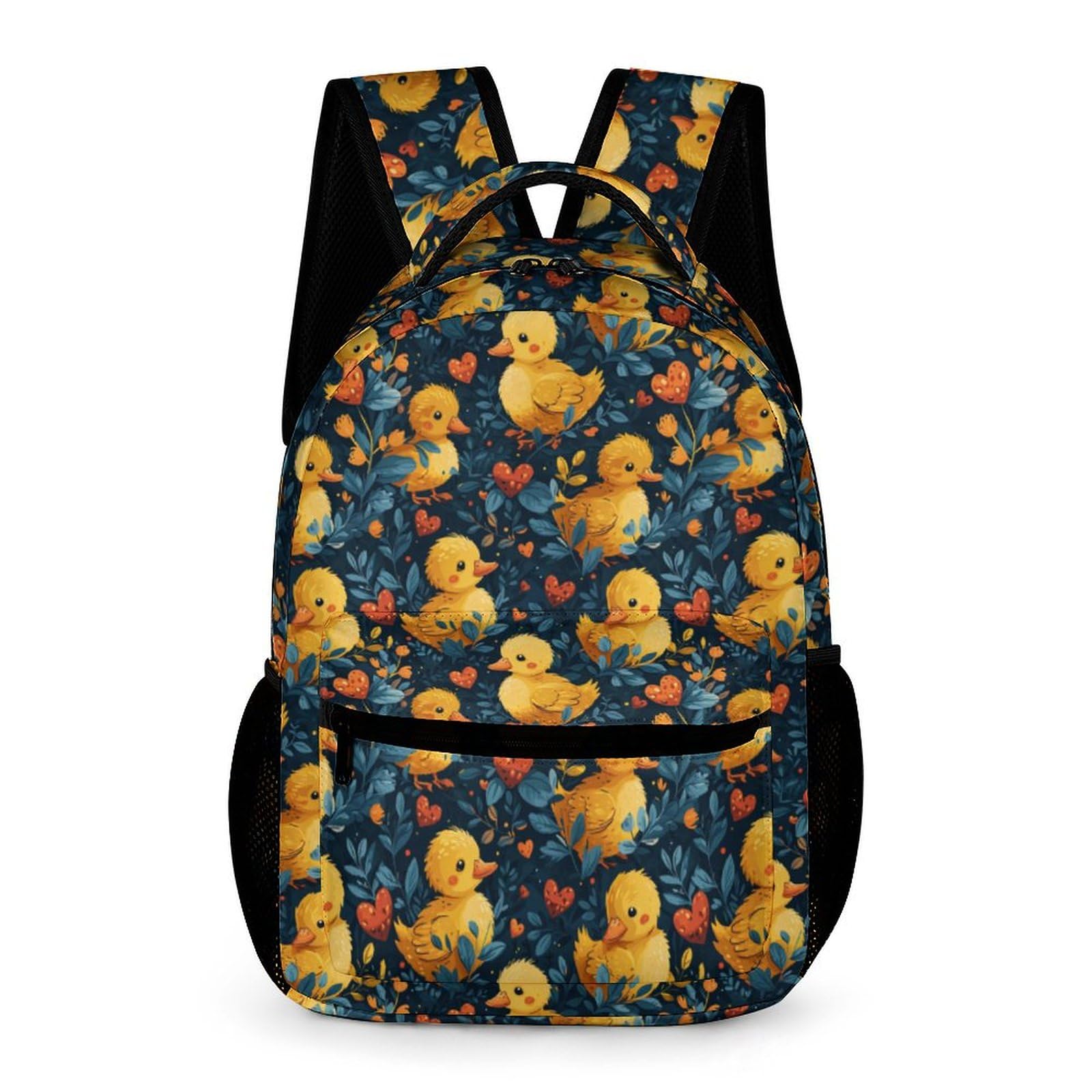 WECECE Backpack Duck School Bags for Girls Boys Primary Bookbag Yellow Duckling Teenage Kids Rucksack Elementary Daypack Satchel