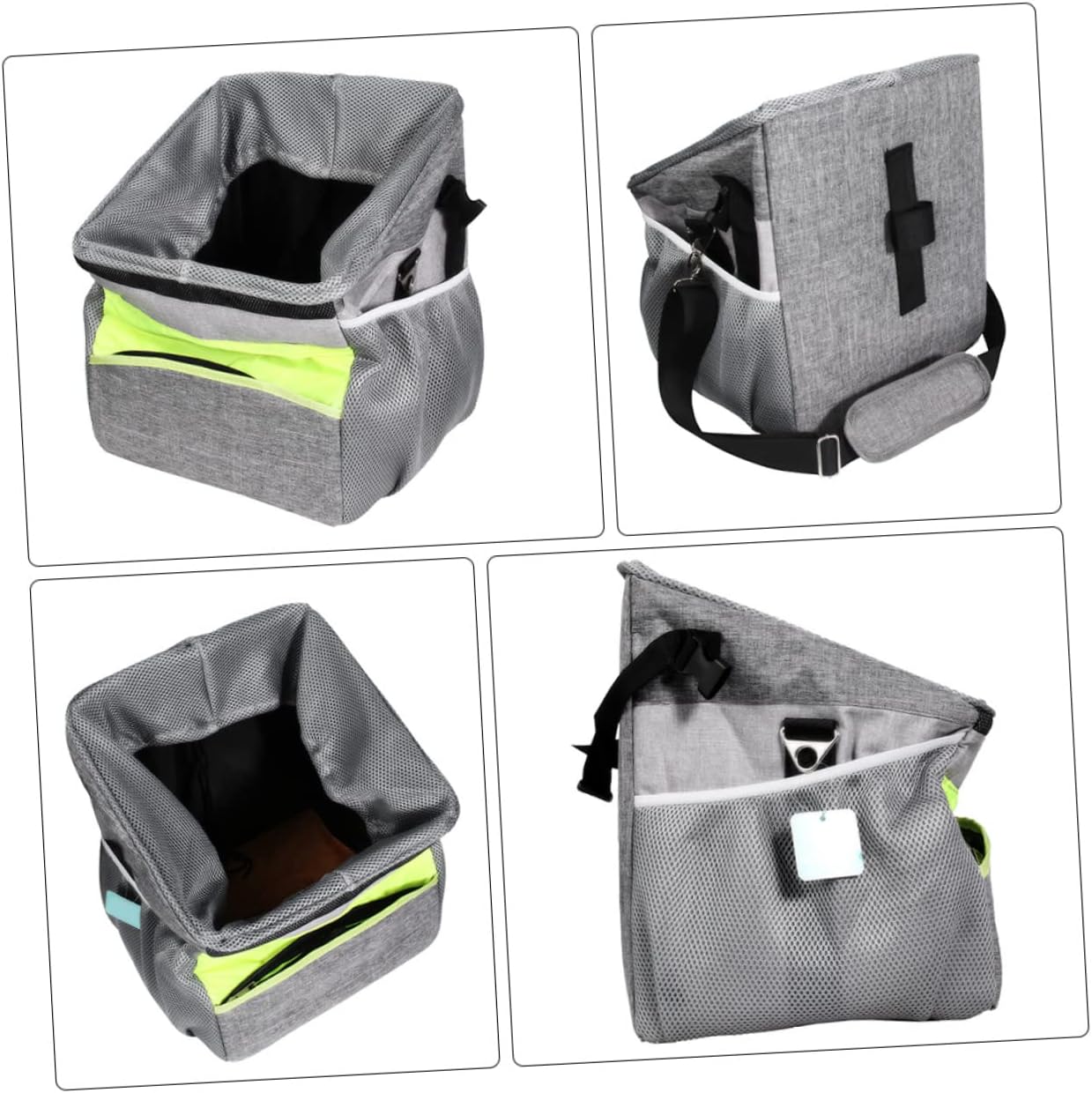 Garneck Soft Dog Carrier Bike Pet Basket Pet Carrier Wheels for Bike Mesh Liner Safe Oxford Cloth Detachable Handle