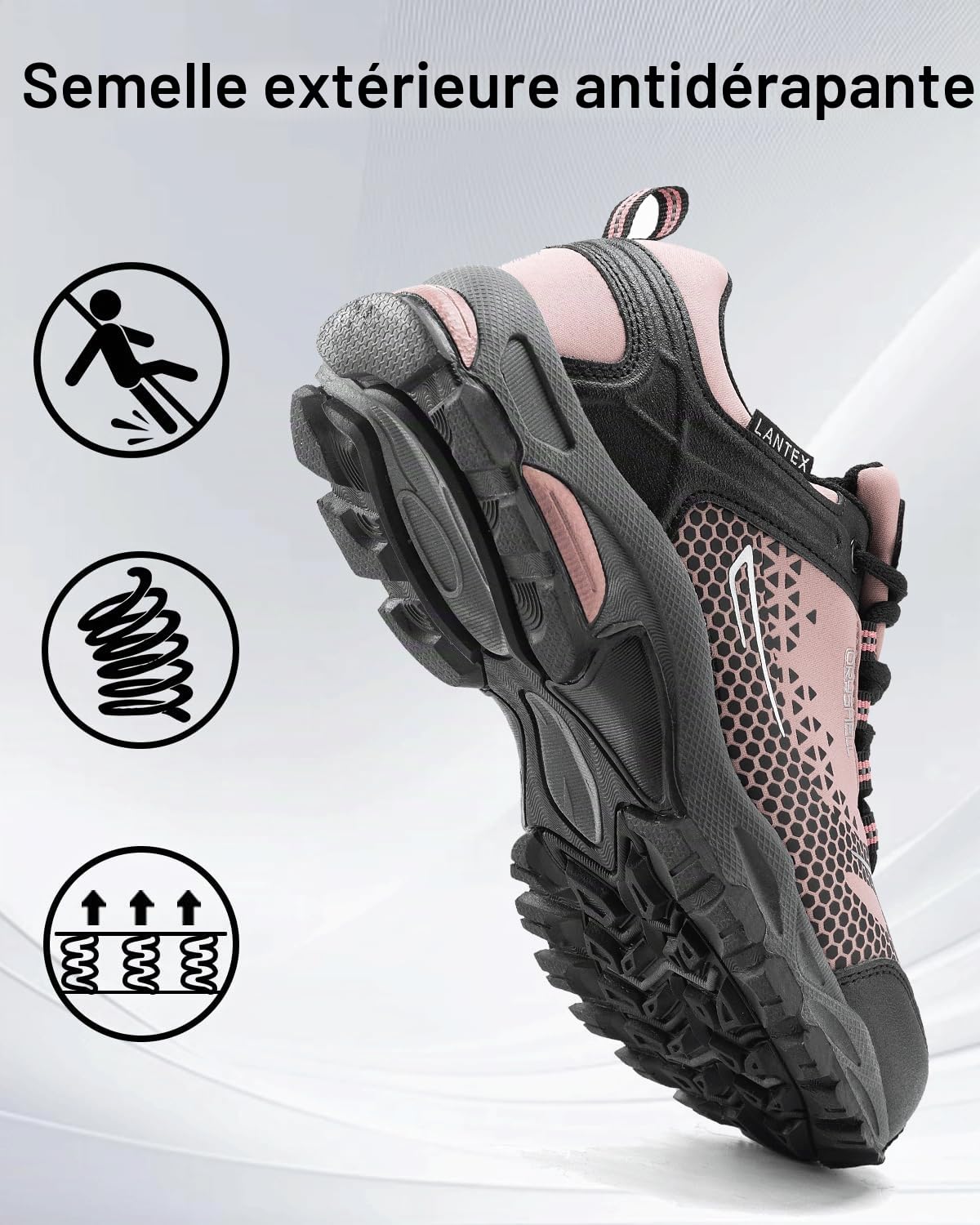 LANGDU Chaussures de Randonnée Homme Trekking Femme Bottines Voyages Promenades Antidérapant Sneakers Taille 38-46 EU | Respirant, antidérapant, imperméable, confortable, léger, extérieur et loisirs, pointe résistante à l'abrasion
