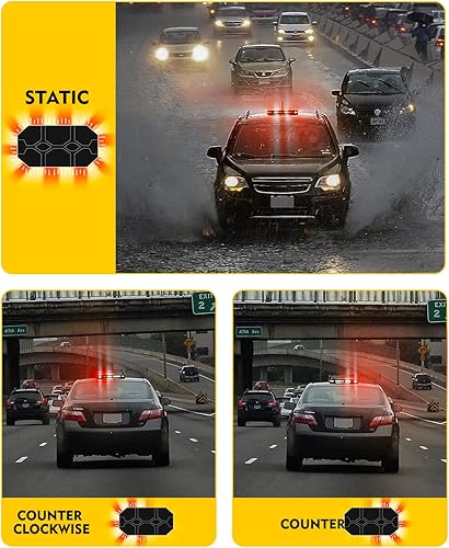 Miniatura 5 de LUMENIX Barra de Luces Estroboscópicas LED para Techo con Controlador, Luz de Baliza Magnética de Advertencia de Tráfico de Emergencia Intermitente