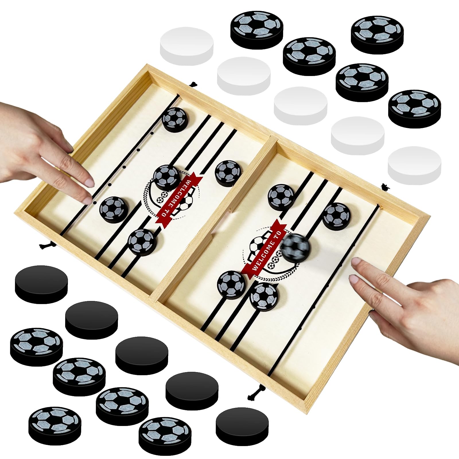 Maphilu Swingbou Juego de Mesa de Hockey Fast Sling Puck Grande Doble Catapult Chess Parent-Child Interactive Table Game
