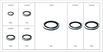 Swordfish 32300-90pcs BSP Dowty Bonded Seal Washer Assortment