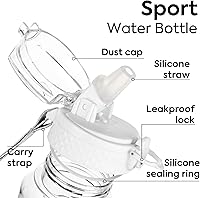Vista 3 de OLDLEY Kids Water Bottle with Straw 15 oz BPA-Free Leak-Proof Motivational Water Bottles with Time Marker for School Sports Travel Gym, Easy to Use
