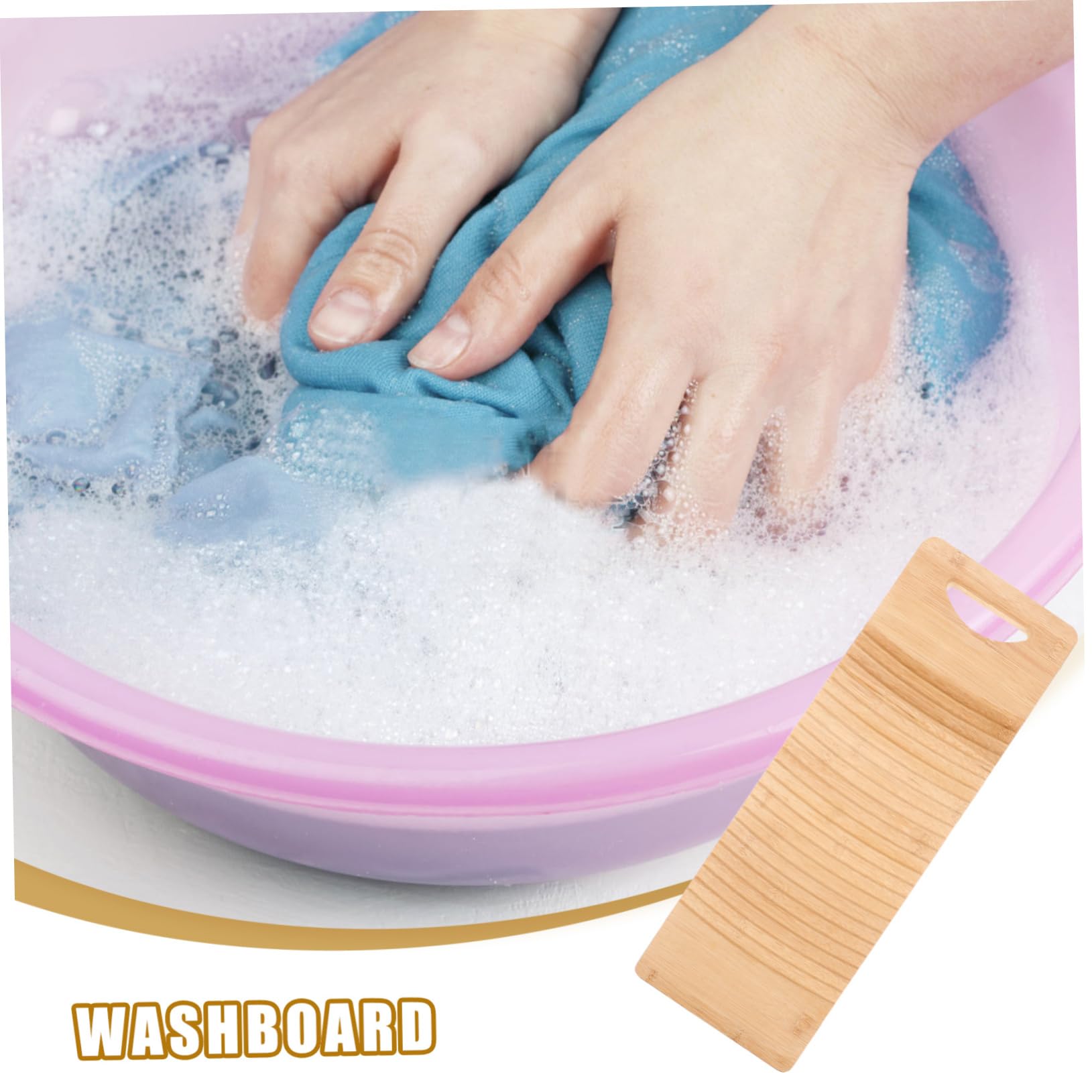 minkissy 1pc Laundry Washboard Wood Washer Board Wavy Surface for Underwear Socks Baby Clothes Towels Scarves Non-Slip