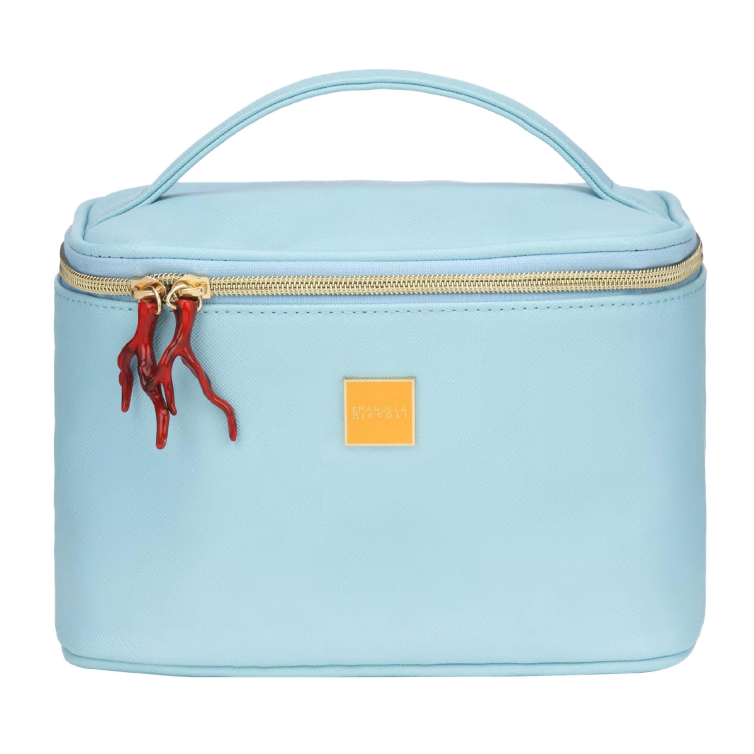 Beauty Case e Pochette in Tessut Multicolor con Zip e Dettagli – Formati Assortiti per Viaggio, Borsa o Make-Up (Corals, Grande – Con manico)