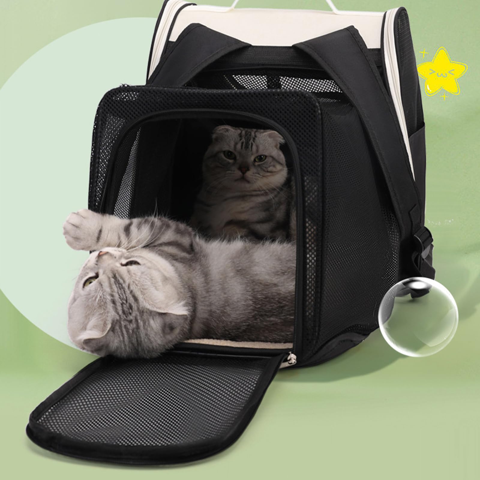 Zaino per animali domestici Borsa morbida grande capacità con finestra Trasportatori per animali domestici traspiranti Borsa da visita a spalla regolabile Trasportatori per animali domestici
