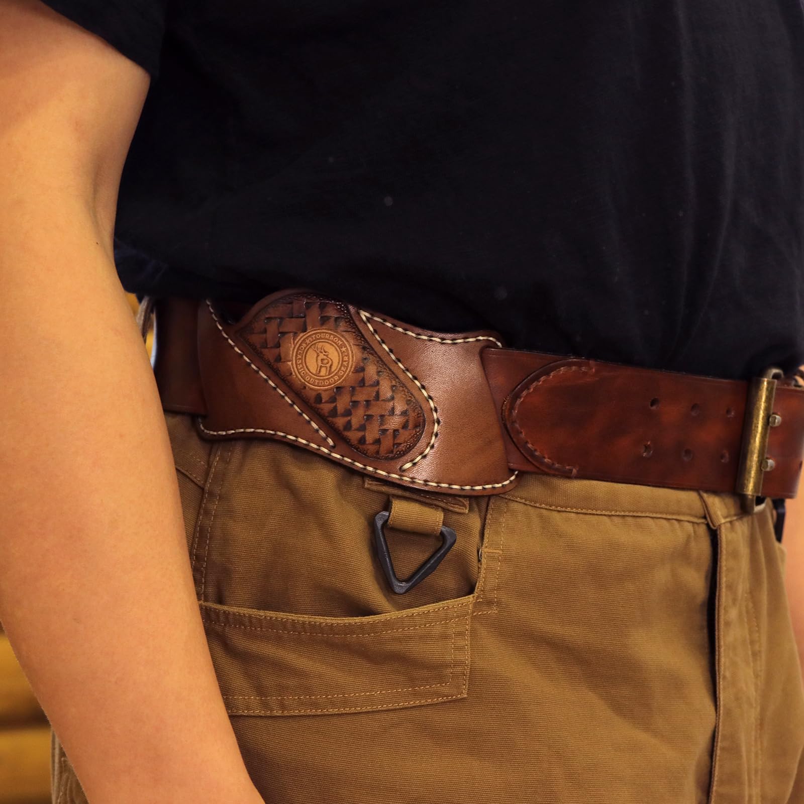 TOURBON Leder-Taschenmesser-Etui für Gürtel, EDC-Holster, Taschenmesser, Werkzeugtasche, handgefertigtes Geschenk für Herren