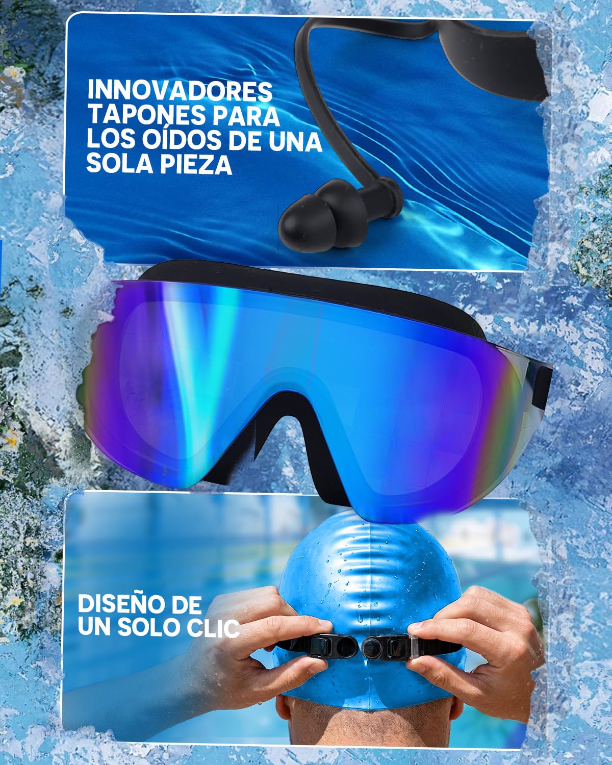 Gafas de Natación Zoomsnail Pack de 2 Adultos Niños Anti-vaho Sin Fugas Protección UV 180°